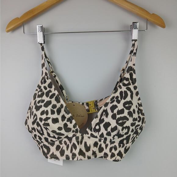 Aaron & Amber SZ M 2 Piece Leopard Print High Rise Deep Plunge Bikini NWT - Picture 5 of 6